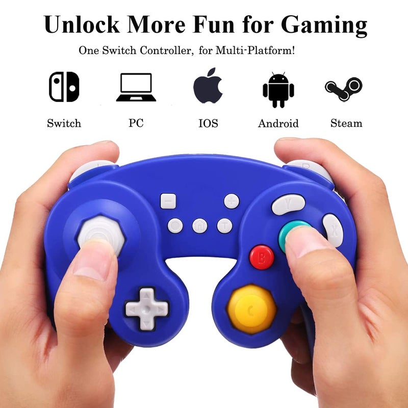 EXLENE Gamecube Controller Switch, Wireless Switch Pro Controller for Nintendo Switch/Lite/PC/Android/Ios/Steam, Support Wake Up, Motion, Adjustable Vibration, Turbo & Auto Turbo (Upgraded,Blue) - Image 5